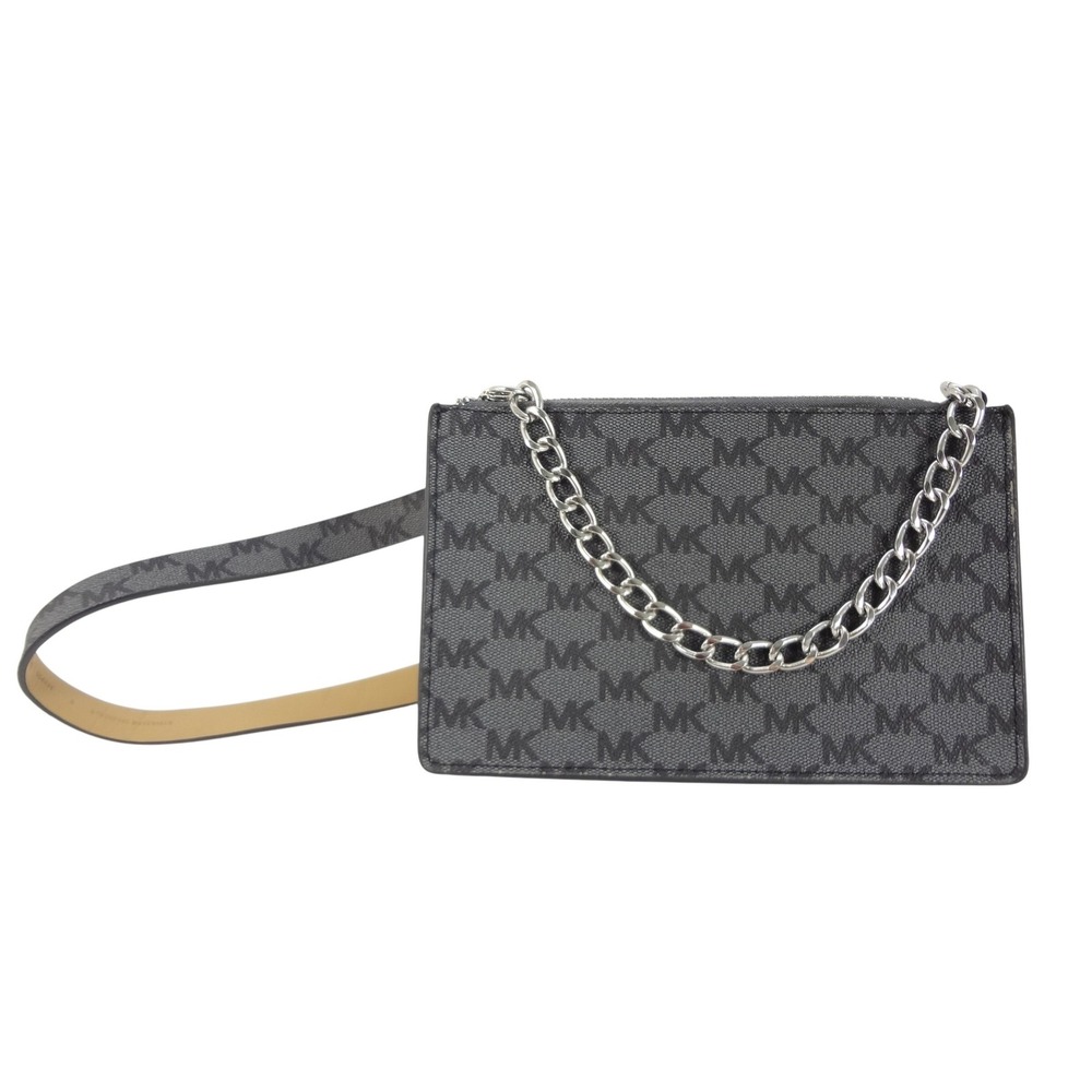 Michael Kors Belt Bag Black Excellent Monogram Chain Clutch 35S4S1SM1B